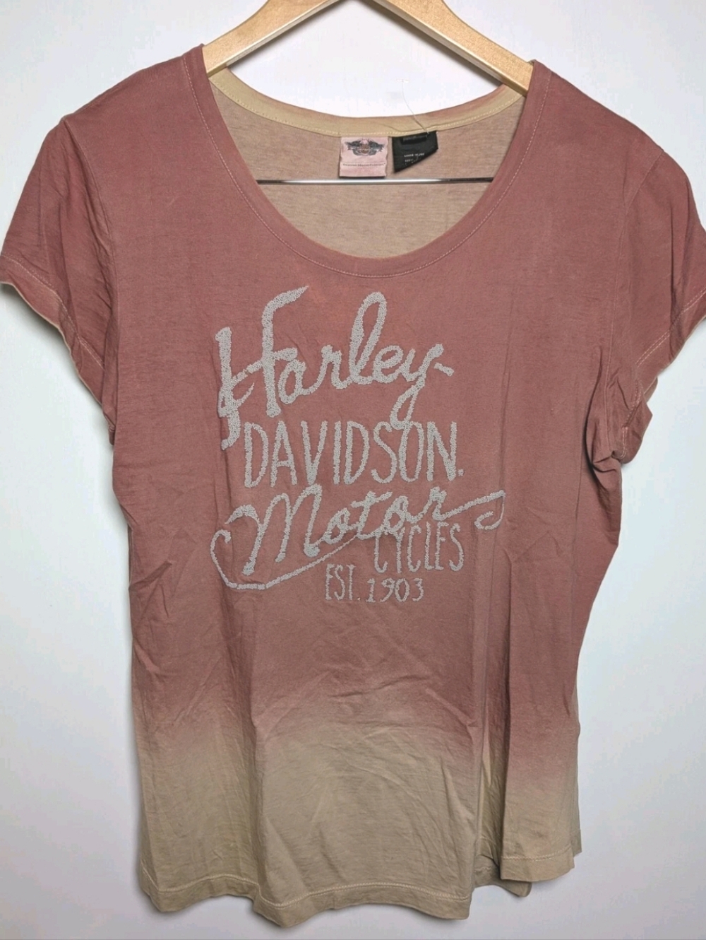 Harley davidson short sleeve t shirt Women Size Large Pink Biker Motorcycle